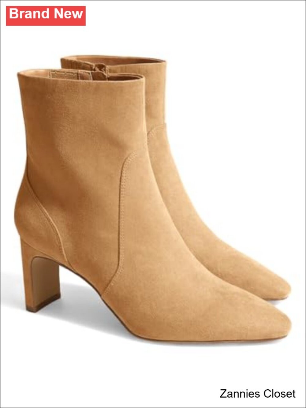 ✨ Womens Chunky Low Heel Ankle Boots Square Pointed Toe Side Zipper Faux Suede
